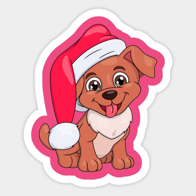 The smiling little puppy with Santa hat Sticker by amramna